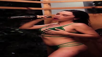 #brunette #outdoors #champagne #shower #luxury