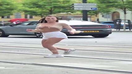 BralessForever - Big bouncy tits in public