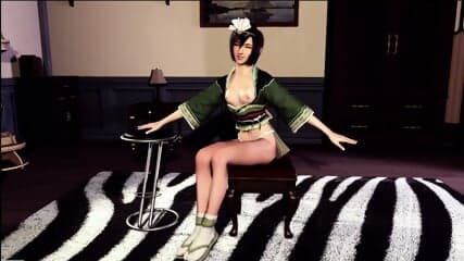 Slim Yuffie Kisaragi solo posing and tease you with her Ñute small breasts
