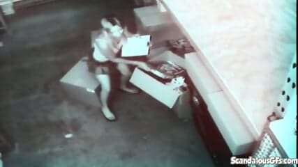 Stock room slut masturbating caught on spycam