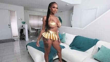 Sarai Minx - Ebony Beauty With Real HUGE Natural Boobs Facialized