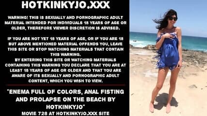 Enema full of colors, anal fisting and prolapse on the beach by Hotkinkyjo