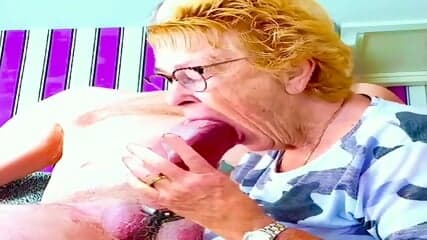 Cathy CockSucker Blowjob Slut Granny Video Porn Sucking off Neighbour Johns Huge Cock Repaying Favours for DIY Job
