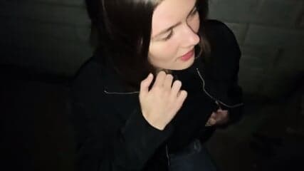 Public Blowjob by a Russian Brunette Babe