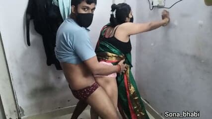 042 Hot Indian Desi Bhabhi Sex in Silk Saree Indian Husband Fucking His Wife