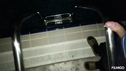 I'm a receptionist at a hotel. I saw a boy rubbing his dick on the railing at the pool and I saw him on the surveillance camera.and I told him to stay after hours at the pool to do this thing at the pool one more time Obviously I liked it, so I told him t