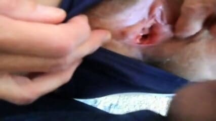 Hairy pussy girl gets fucked and filled with cum