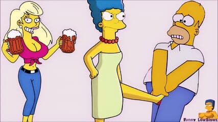 Marge Simpson rough BALLBUSTING poor Homer kick in the balls husband nutshot