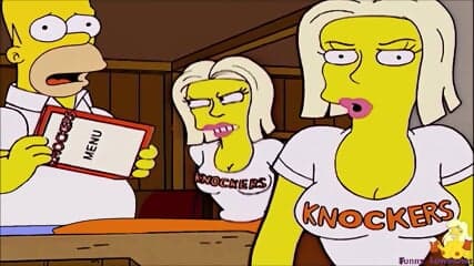 extra boobs BARTENDER BALLBUSTING client watching her tits, Simposons kick in the balls