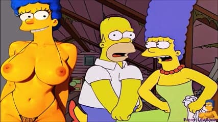 marge roof BALLBUSTING KICK in the balls to Homer Simpson