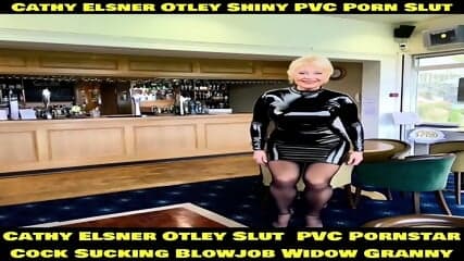 Cathy Kinky Slut Granny Wearing a Shiny PVC Plastic Skin Tight Dress Stockings and High Heels Pornstar Slut Exposed in Public at Her Golf Clubhouse Bar Dressed Like a Slutty Granny Pornstar Black Plastic PVC Tight Shiny Dress Outdoors in Public Place in H