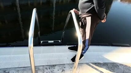 A boy filmed me with his phone to see me release my sperm 3 times from the pool railing