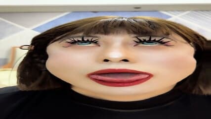 Roll eyes and stick out tongue