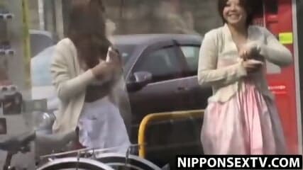 Watcher thrilled filming Japanese vixens in bold mini skirts