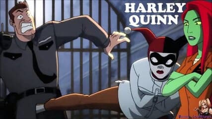 HARLEY QUINN ballbusting prison guards 2 NUTSHOTS cartoon ballbust