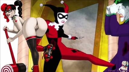 HARLEY QUINN ballbusting JOKER in old costume TV serie nutshot