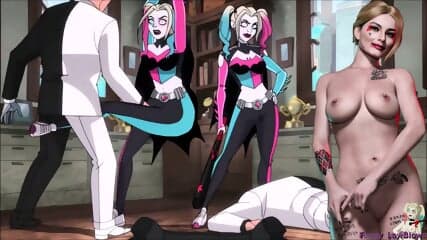 Harley Quinn BALLBUSTING 2 Faces anime TV kick in the balls