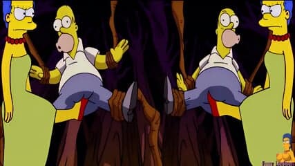 shamanic trip MARGE ballbusting HOMER SIMPSON hard kick in the balls