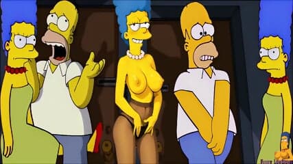 ballbusting MARGE SIMPSON hard kick in the balls to poor Homer