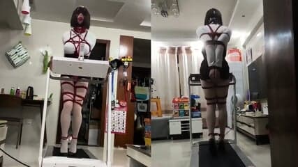 Self Bondage On Treadmill - Teaser Video  Kinky4Ever