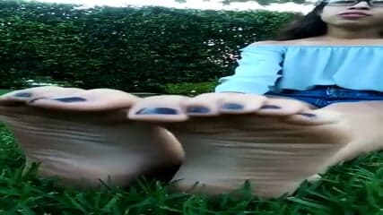 Nerdy Girlfriend Let Me Film Her Giant Sexy Feet While We Were Chilling At The Park  Kinky4Ever