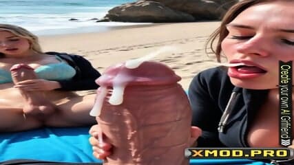 Ai Futanari group at beach savors self-play, oral, and facial in hot hentai