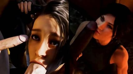 Jill Valentine VS Lara Croft - BBC Fuck Battle