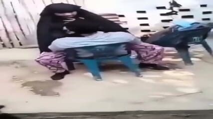 Horny Gf In Burka Riding On Lover Outdoor