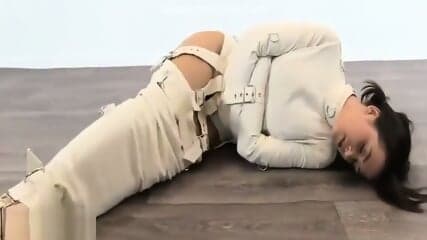 Girl Trapped In Straitjacket And Leg Binder  K4E