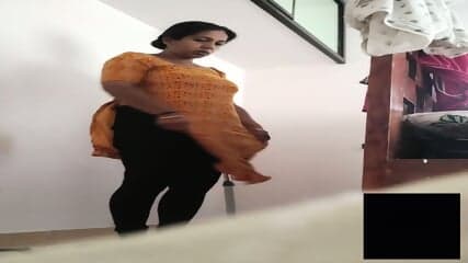 Indian unsatisfied housewife showing videocall