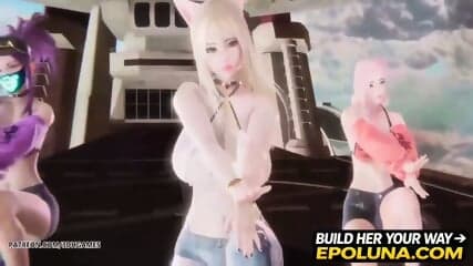Unis - Curious Ahri Akali Seraphine Hot Kpop Dance League of Legends Uncensored Hentai