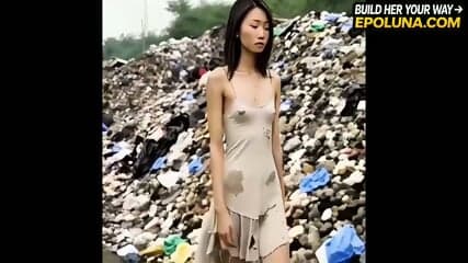 Chapter 1. The skinny young Asian girl from the rubbish dump, fucks for a bit of rice. AI-generated