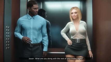 BBC Boss Stucked in Elevator with Milf Secretary (3D Gameplay) HOT