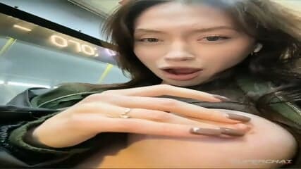 Russian Blonde girl Stripchat Live Nude show Outdoor Street Public Bus