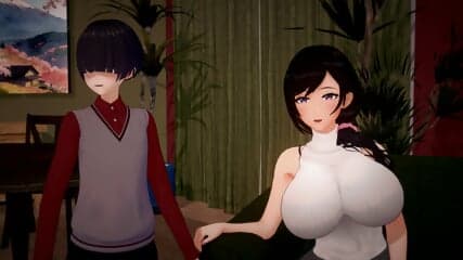 Nephew meets his new aunts and they proceed to have sex with him