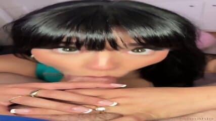 E-girl babe in hot lingerie sucks a big white cock