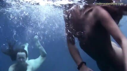 Girls on Tenerife swimming naked