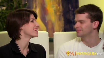 Lucky swinger husband receives a hot and funny blow job