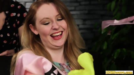 Hen party handjob sluts jerking dick