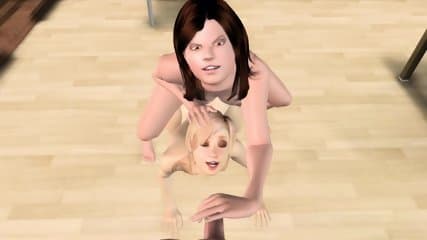 Hot chicks share cock and cum