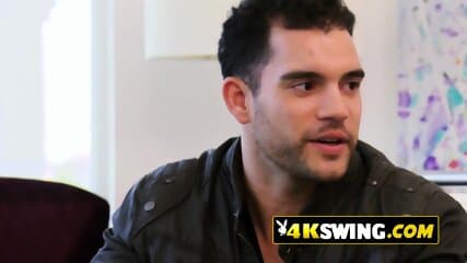 Hot brunette loves to suck big cocks before she fucks in wild swinger orgies!