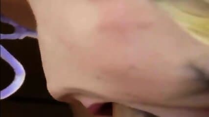 Kortnee licks and sucks a big fat cock!