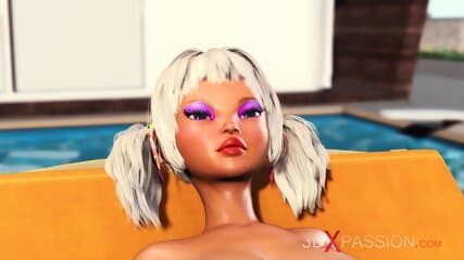 Outdoor hot sex! Big black cock fucks hard a sexy blonde in the island