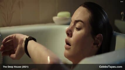 Camille Rowe nude in bath