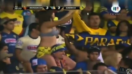 Football fan tits flashing caught on cam